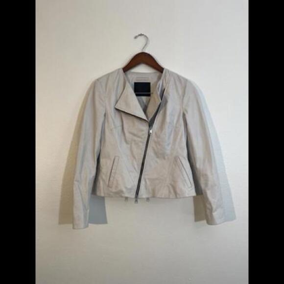 All Saints Jackets & Blazers - All Saints Fawn off white Leather Motorcycle Jacket 6
